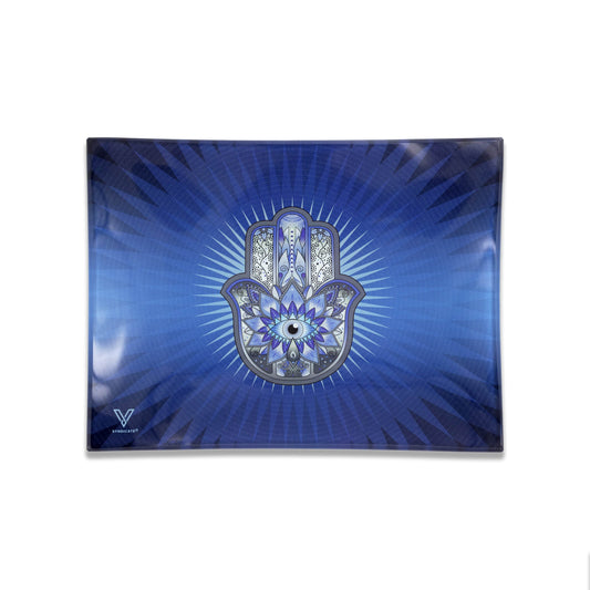 The Lit Collection Hamsa Blue Glass Rollin' Tray